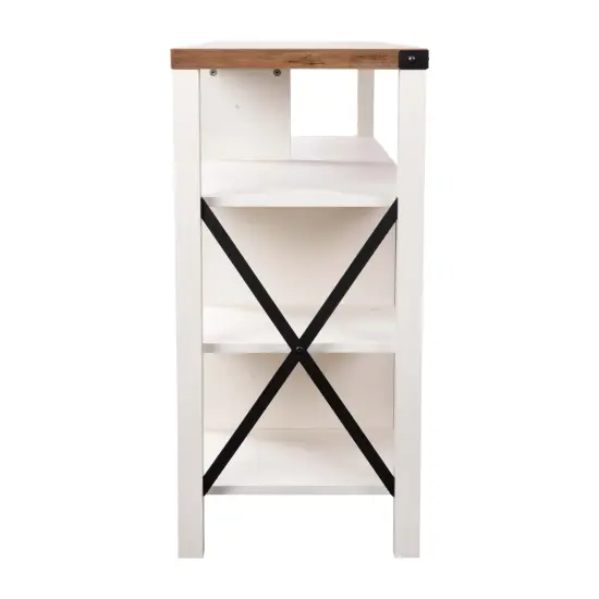 Merrick Lane Green River Media Console with Open and Closed Storage White/Oak {5}