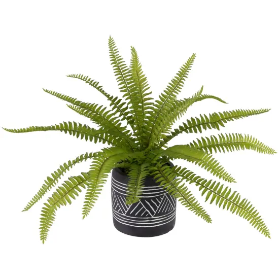 Northlight Real Touch&trade; Artificial Boston Fern Plant in Aztec Pattern Ceramic Pot - 12" Green {4}