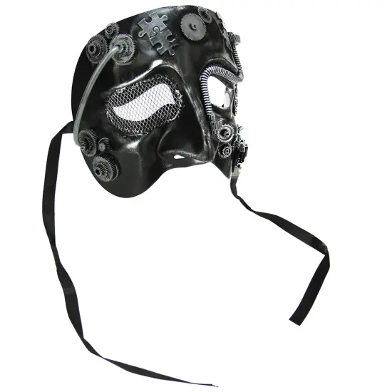 Gallerie II 7" Distressed Black and Silver Industrial Cyborg Halloween Masquerade Mask {3}