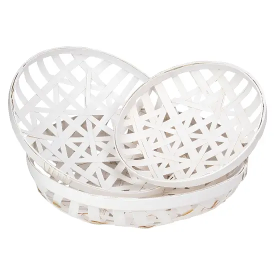 Northlight Round Lattice Tobacco Baskets - Snow White - Set of 3 {1}