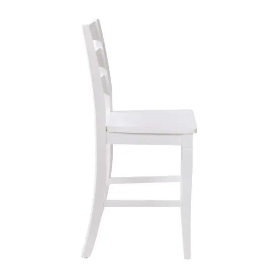 Merrick Lane Verity Set of Two Classic Wooden Ladderback Counter Height Barstools with Solid Wood Seats White Wash {5}