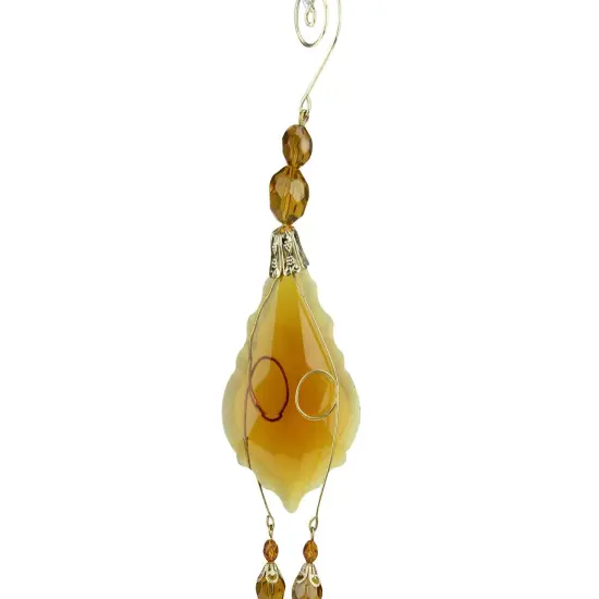 Allstate 9" Amber and Gold Faceted Beads Christmas Pendant Ornament {3}
