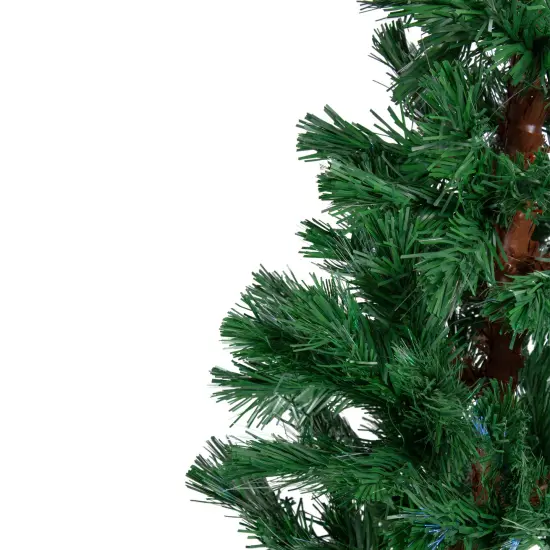 DAK 5' Pre-Lit Slim Pine Spiral Artificial Christmas Tree - Multicolor Fiber Optic Lights {5}