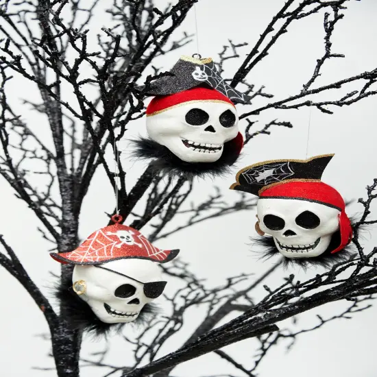 Pirate Cove Head Halloween Christmas Xmas Ornament Set of 3 {4}