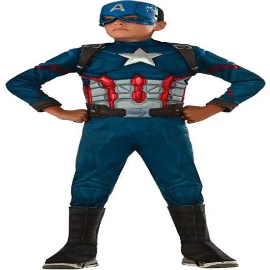 Rubies Captain America Boy's Halloween Costume - Small Blue {3}
