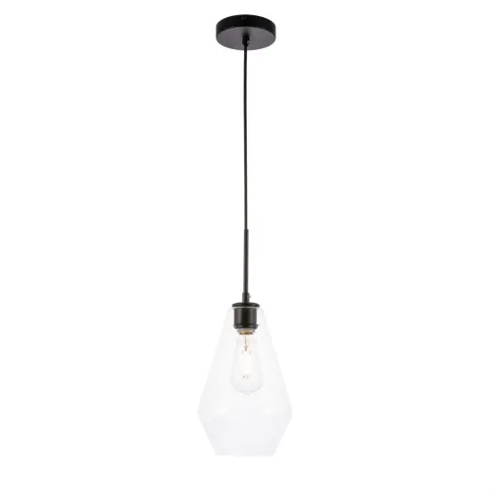 Gene 1 light Black and Clear glass pendant {4}