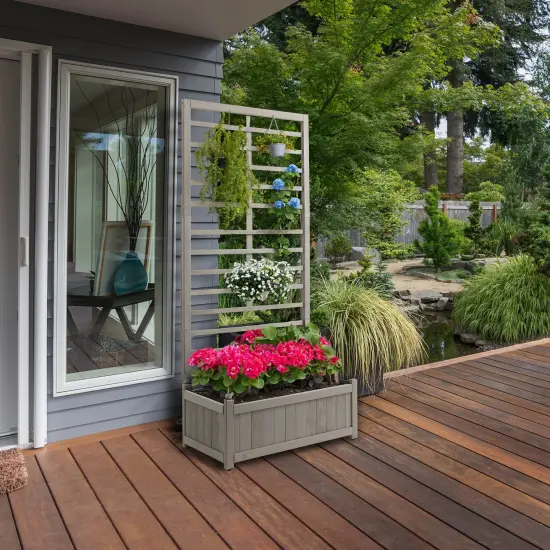 Casafield Wooden Climbing Planter Box -Raised Garden Bed with Trellis Plant Stand for Outdoor {2}