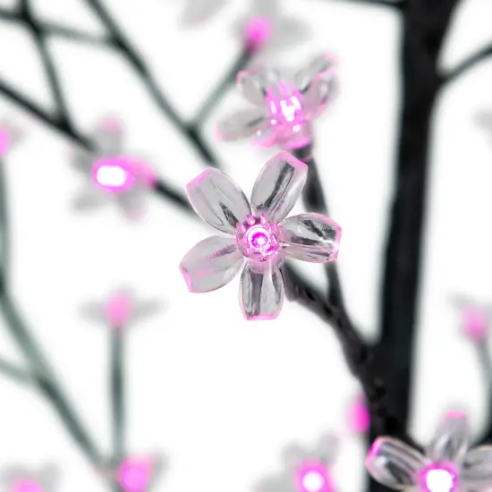 Northlight Pre-Lit Sakura Cherry Blossom Flower Artificial Tree - 6' - Pink LED Lights Black {6}