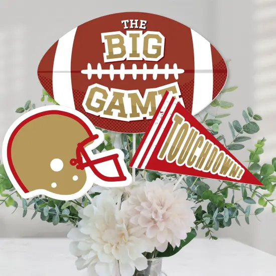Big Dot of Happiness The Big Game - Red and Gold - Football Party Centerpiece Sticks - Table Toppers - Set of 15 {3}
