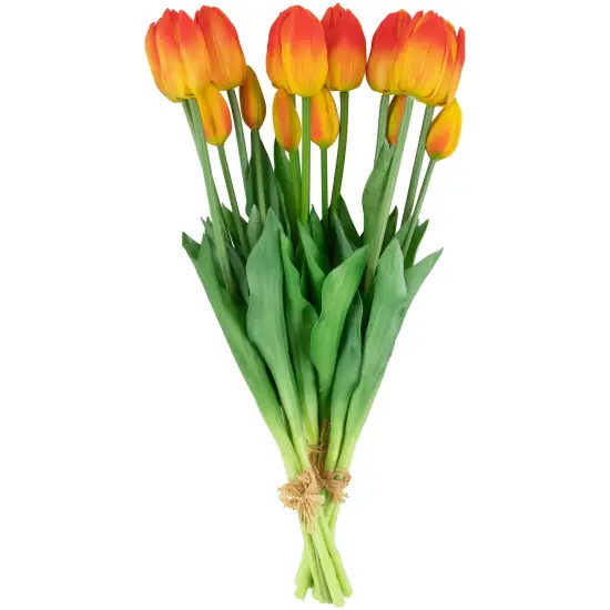 Northlight Real Touch&trade; Red and Yellow Artificial Tulip Floral Bundles, Set of 6 - 18" Orange {6}