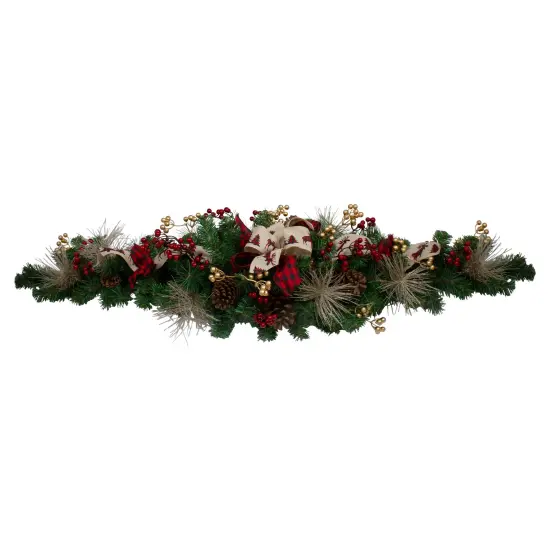 Northlight 52" Berries and Bows Artificial Christmas Swag - Unlit Green {3}