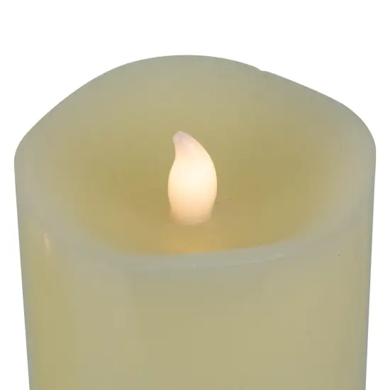 Northlight LED Flickering Flameless Wax Pillar Candles - 8" - Cream - Set of 3 Ivory {7}