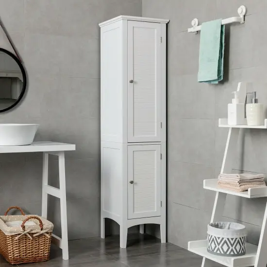 Freestanding Bathroom Storage Cabinet for Kitchen and Living Room White {6}
