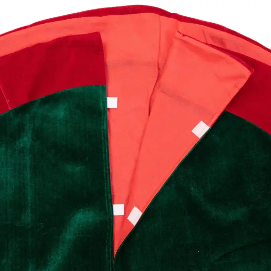 Northlight 48" Dark Green Holly and Berry Velveteen Christmas Tree Skirt {5}