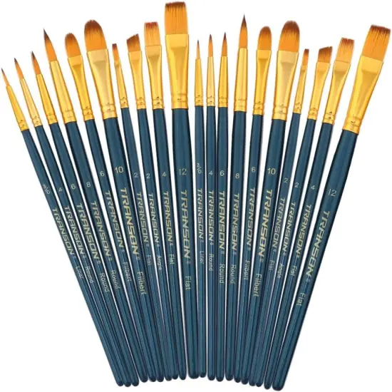 20Pcs Bulk Artist Painting Brush Set for Acrylic Watercolor Gouache Hobby Craft Face Rock Painting Black And Green {2}
