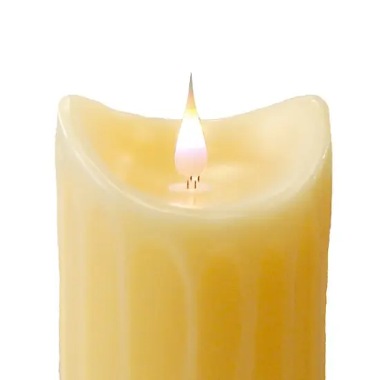 Melrose 5.25" Pre-Lit Ivory Dripping Flameless Pillar Candle - White LED Lights {3}