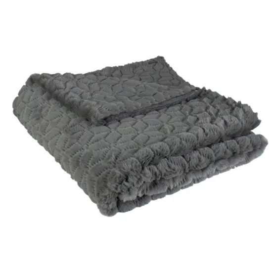 Northlight Dark Gray Ultra Plush Faux Fur Throw Blanket 55" x 63" {1}