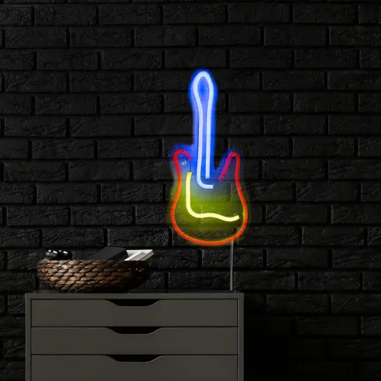 Northlight LED Guitar Neon Lighted Wall Art - 15.75" Blue {4}