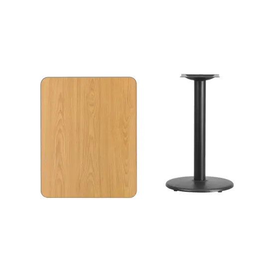 Emma and Oliver 24"x30" Rectangular Laminate Table with 18" Round Table Base Black {6}