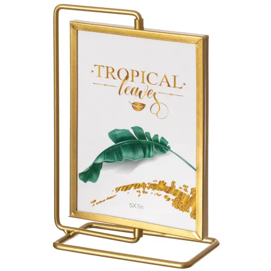 Gold Modern Metal Tabletop Photo Frame with Glass Cover and Free Spinning Stand for Tabletop Display {2}