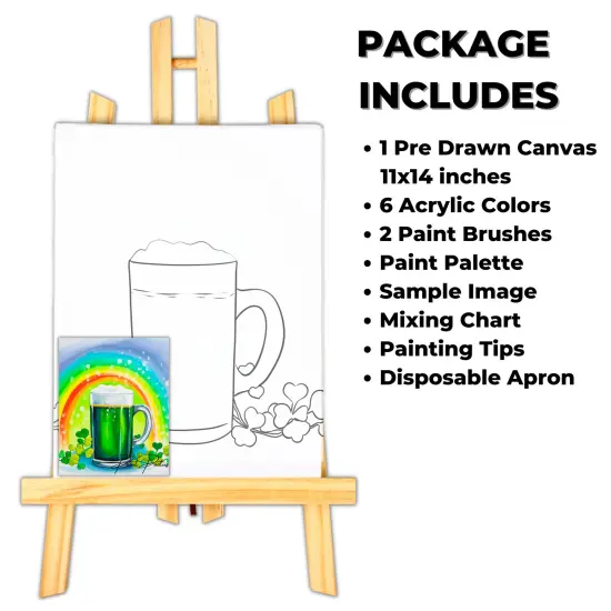 "St. Patty Drink" DIY Canvas Art Kit, Adult Beginner, Acrylic Paint Size 11x14 inch {2}