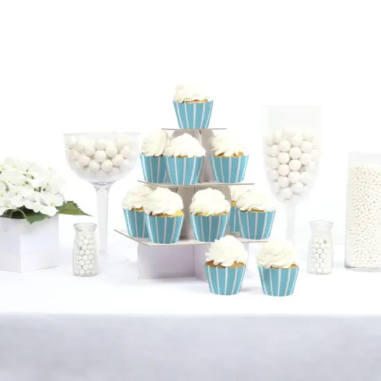 Big Dot of Happiness Blue Stripes - Simple Party Decorations - Party Cupcake Wrappers - Set of 12 {3}