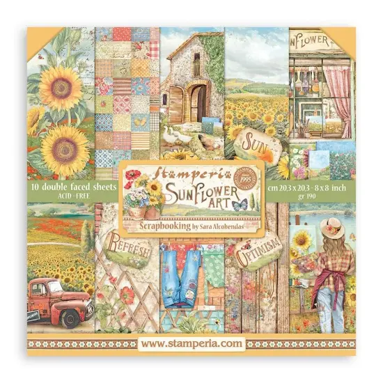 Stamperia Double-Sided Paper Pad 8"X8" 10/Pkg-Sunflower Art {1}