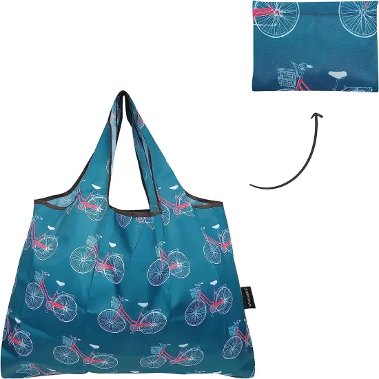 Wrapables Large Foldable Tote Nylon Reusable Grocery Bags, 6 Pack Leisure Time {4}