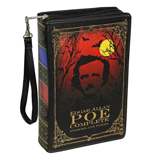 Black Vinyl Edgar Allen Poe Stories & Poetry Book Handbag Novelty Crossbody Bag {1}