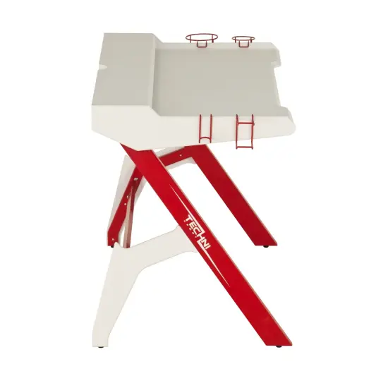 Techni Office Solutions 48.25" Red and White Ergonomic Gaming Computer Desk {5}