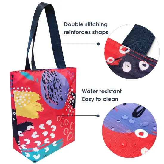 Wrapables Carryall Shopping Travel Tote Bag with Durable Ripstop Polyester - Foldable, Waterproof, and OEKO-TEX Certified Small, Bright Retro {5}