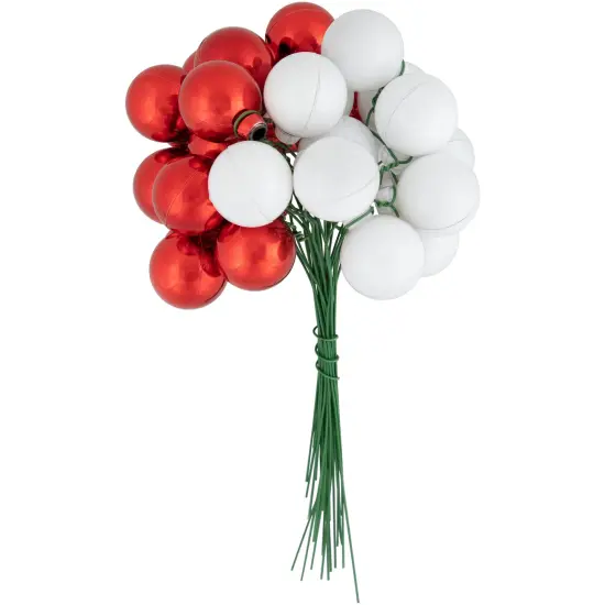 Northlight Shatterproof Ball Ornament Christmas Pick - 6.75" - Red and White {5}