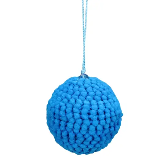 Raz Set of 4 Vibrantly Colored Knitted Christmas Ball Ornaments 2.5&rdquo; (63.5mm) Blue {4}