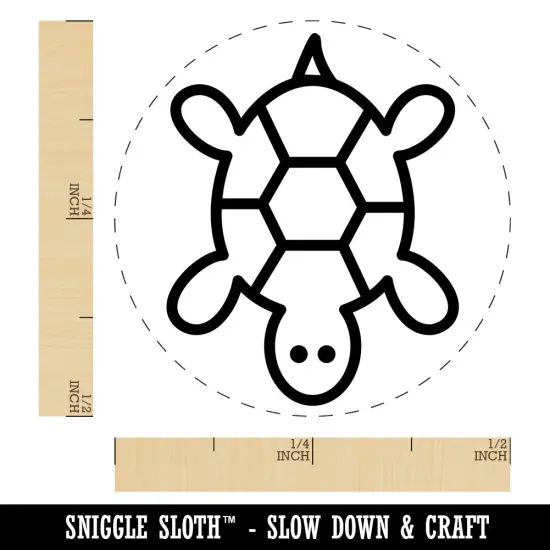 Turtle Top View Self-Inking Rubber Stamp for Stamping Crafting Planners Orange {1}