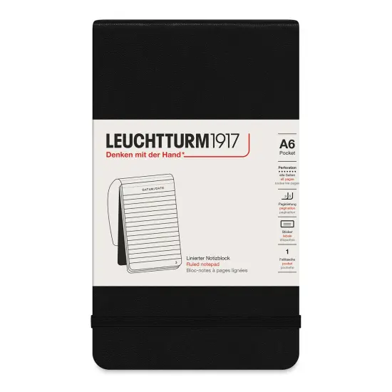 Leuchtturm1917 Pocket Notepad - Black, Ruled, 3-1/2" x 6" {1}