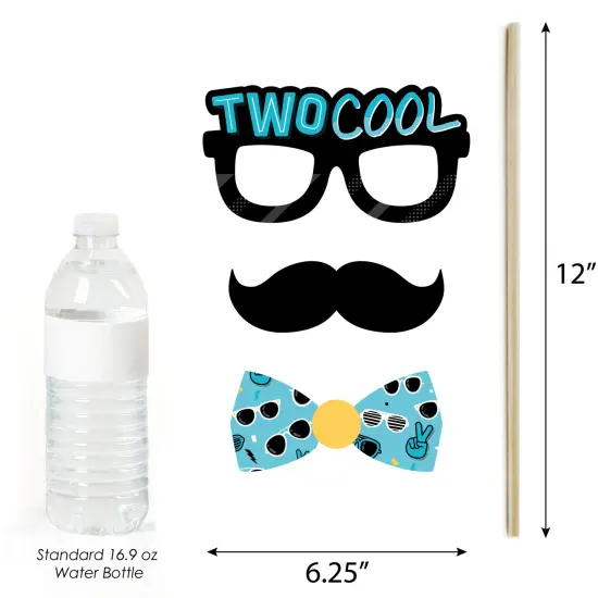 Big Dot of Happiness Two Cool - Boy - Blue 2nd Birthday Party Photo Booth Props Kit - 20 Count {6}