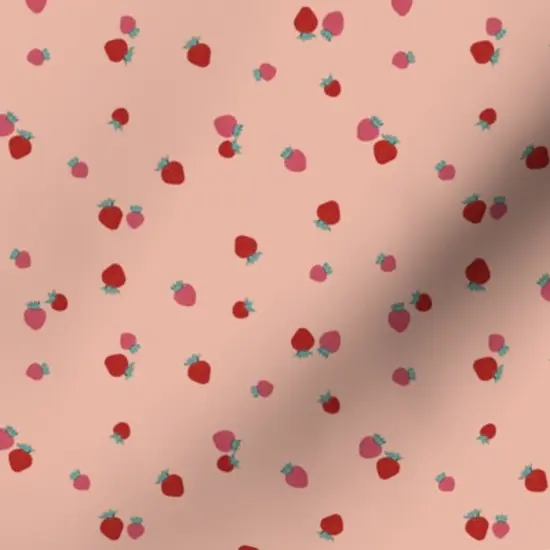 Various Fabrics by the Yard or Fat Quarter Ditsy Berries Pink Red Strawberry Fruit Small Scale Kitchen Custom Printed Fabric by Spoonflower {7}