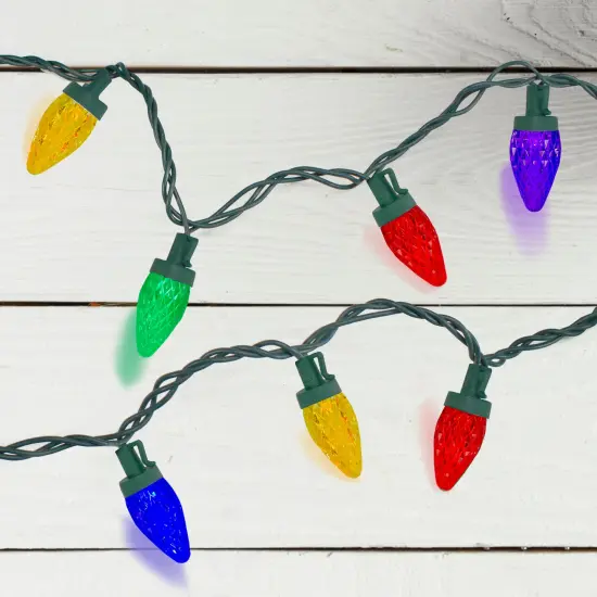 Northlight LED C7 Faceted Christmas Lights - Multi-Color - 20.25' Green Wire - 50ct {3}