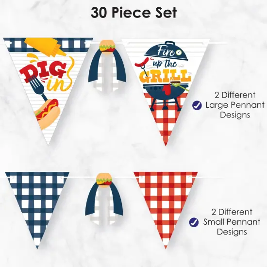 Big Dot of Happiness Fire Up the Grill - DIY Summer BBQ Picnic Party Pennant Garland Decoration - Triangle Banner - 30 Pieces {7}