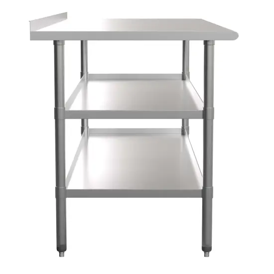 Emma and Oliver NSF Certified Stainless Steel 18 Gauge Work Table with 1.5" Backsplash and 2 Undershelves {4}