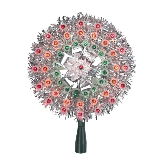 Northlight 8" Pre-Lit Silver Starburst Christmas Tree Topper - Multicolor Lights {1}