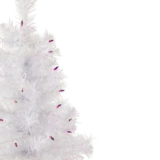 Northlight Pre-Lit Medium Rockport White Pine Artificial Christmas Tree - 2' - Purple Lights {5}