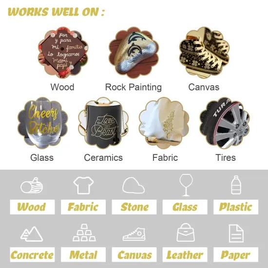 6 Pieces Paint Pen Gold Silver Metallic Permanent Acrylic Markers Set for Fabric Glass Rock Wooden Ceramic Leather Tire Painting, 0.7mm Extra Fine Tip (3pcs Gold+3pcs Silver) {3}