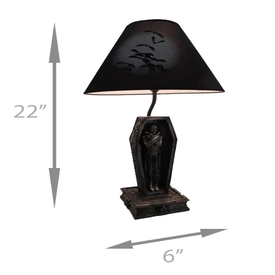 Dark Dawning Vampire in the Coffin Black Table Lamp and Fabric Shade {4}