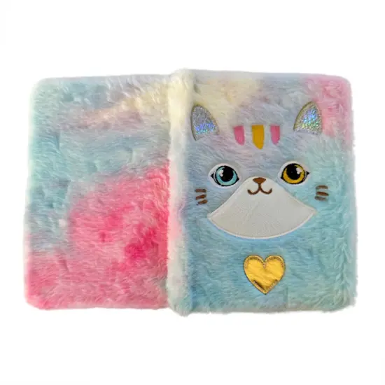 Wrapables Plush Journal, A5 Lined Notebook Diary for Writing and Drawing Tie-Dye Cat {4}