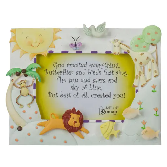 Roman 3-D Animal "God Created Everything" Picture Frame - 7" Multi {1}