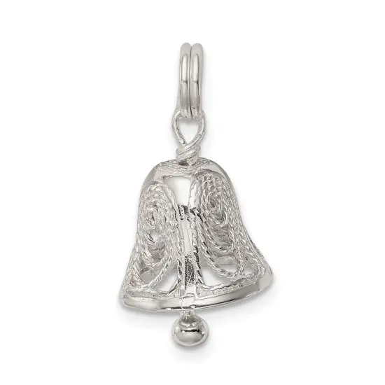 Sterling Silver Bell Charm Pendant Wedding Jewelry 17mm x 12mm {3}