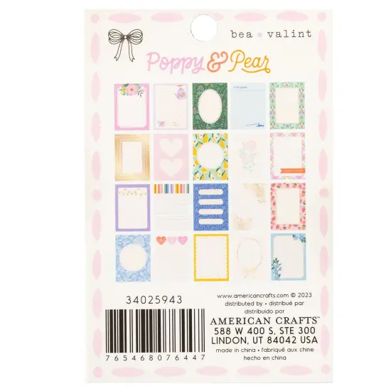 American Crafts Poppy And Pear Notecard Pad 3"X4"-40 Sheets {2}
