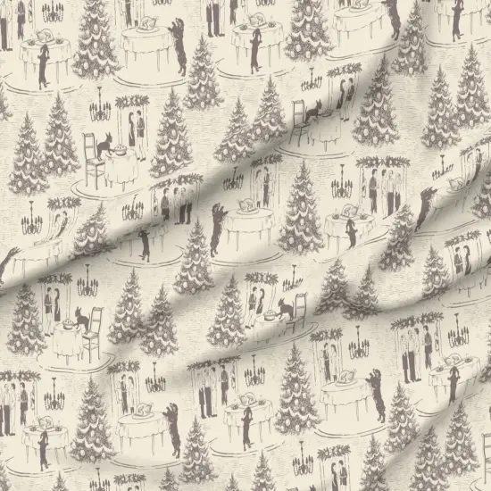 Various Fabrics by the Yard or Fat Quarter Toile Retro Dog Funny Earth Tones Neutral Custom Printed Fabric by Spoonflower {6}