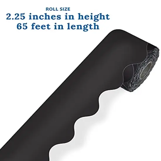 65 Feet Black Bulletin Board Borders, Scalloped Border Trim, Rolled Classroom Borders for Bulletin Board, White Board, Cork Board, Locker, and Classroom D&eacute;cor {1}